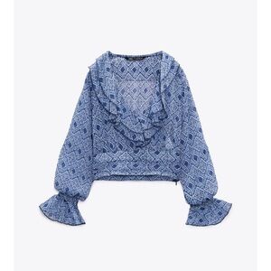Zara Ruffled Print Blouse